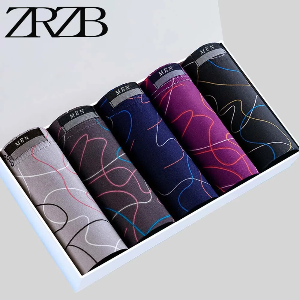 

5Pcs/Lot Men's panties Milk Silk Sexy Boxer Shorts Underwear Soft Comfortable Fabric Fashion Print Breathable Men Shorts