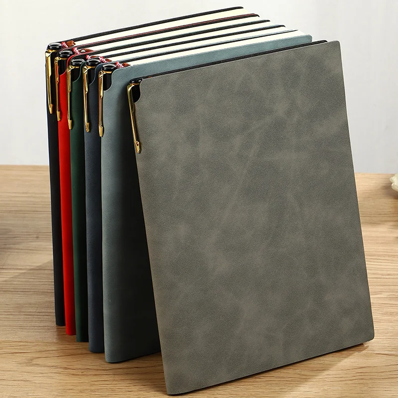 

Business Notebook Soft Leather Cover Office Memo Notebook Pen Clip Design Student Diary Journal 100 Sheets Sketchbook Stationery