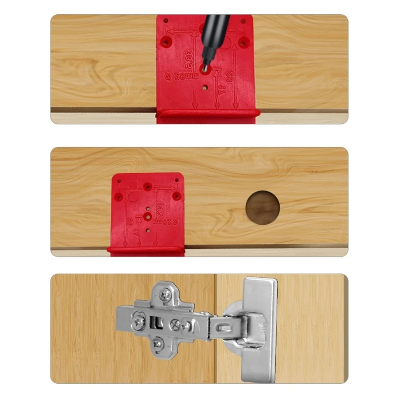 Stainless Steel Hinges Door Hinges Hinge Hole Drilling Guide 26mm 35mm Hing Installation Jig Door Cabinet Hinge Hole Locator Woodworking Tool Accessory