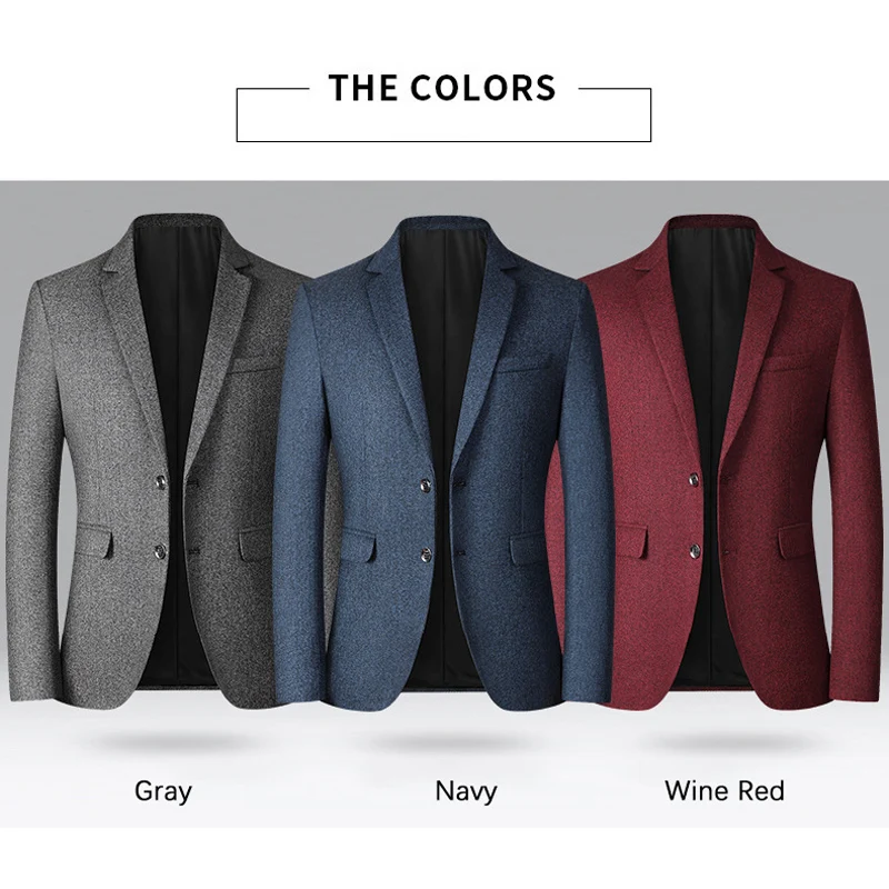 BROWON Brand Business Casual Jackets for Men Spring and Autumn Solid Color Turn-Down Collar Suits Blazer Wedding Blazer Men