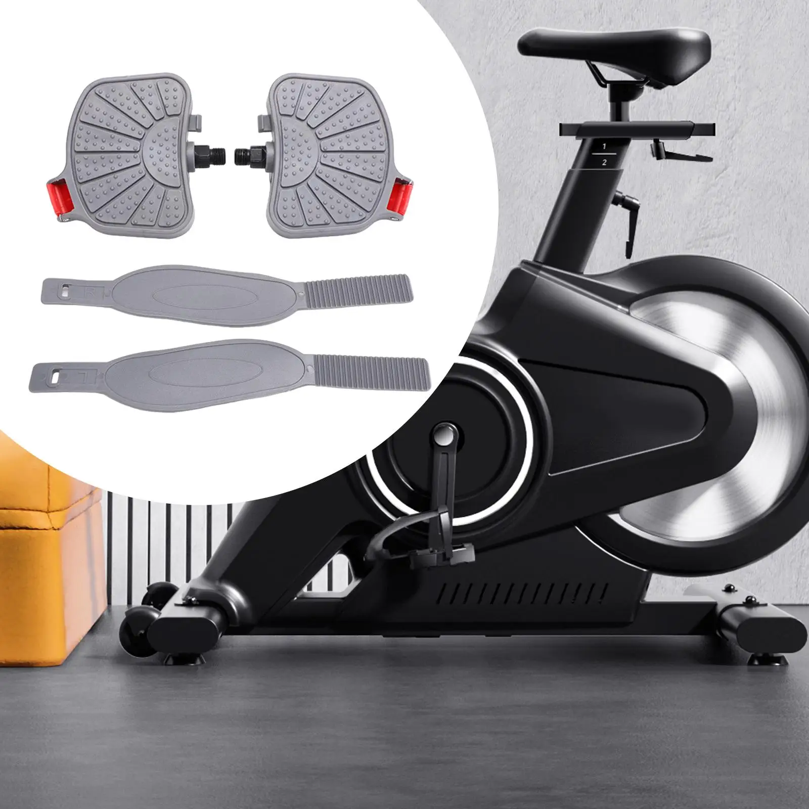 1 Pair Exercise Bike Pedals with Adjustable Straps for Indoor Cycling Adults