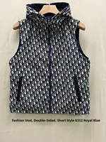 Double-Sided Wear Blue 8352 Hooded Vest Large Size Women's 200 Pou Fat MM Windbreaker Zipper Jaet Cotton Polyester Blend