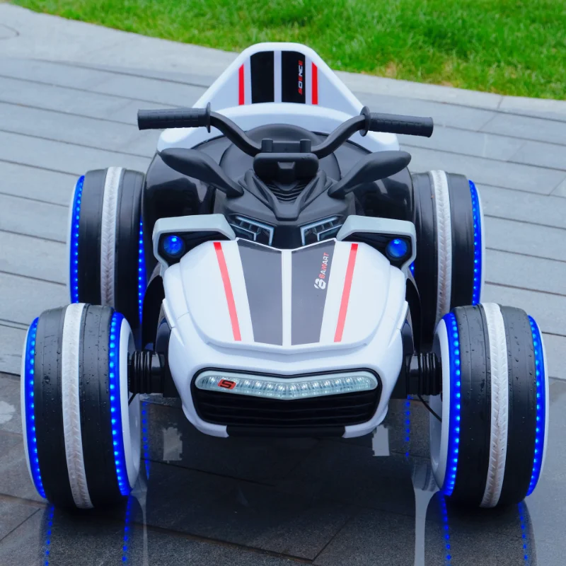Children's Electric Car Vehicle for Kids 4 wheeled Beach Motorcycle Double Drive Baby Sit People Toy Battery Remote Control Car