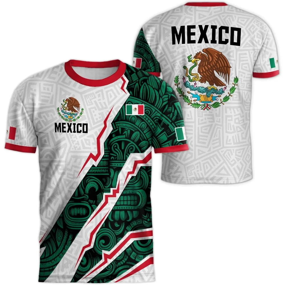 Mexico National Flag Print T Shirt For Men Funny 3D Eagle Pattern Short Sleeve Tees Outdoor Football Sports Clothing Casual Tops