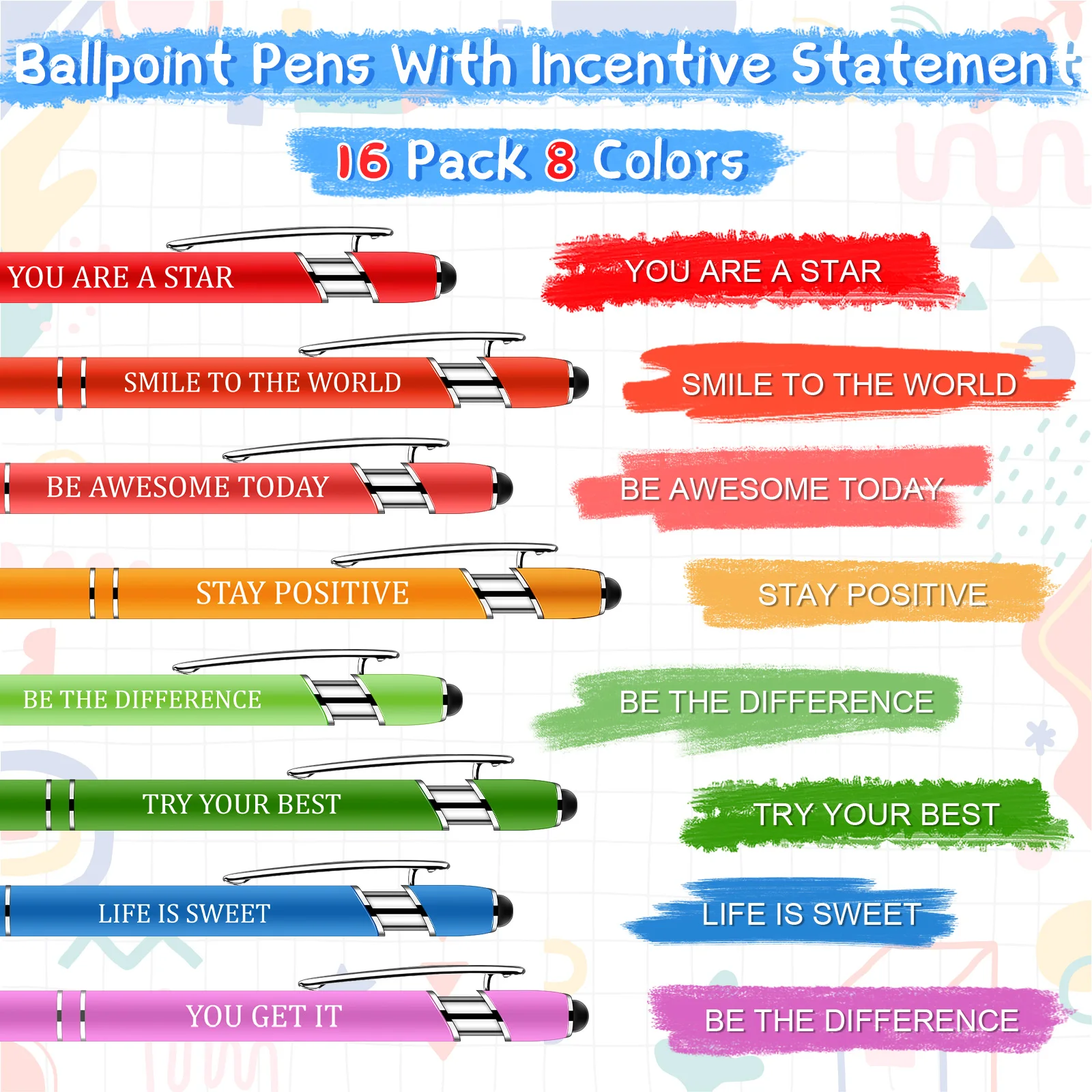 16 Sets Employee Appreciation Gifts Bulk-Inspirational Quotes Ballpoint Pens Metal Pens With Notebooks Motivational Inspirationa