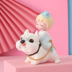 Cute Cartoon Boy and Girl Figurine Car Dashboard Ornament - Whimsical Resin Decor (A)