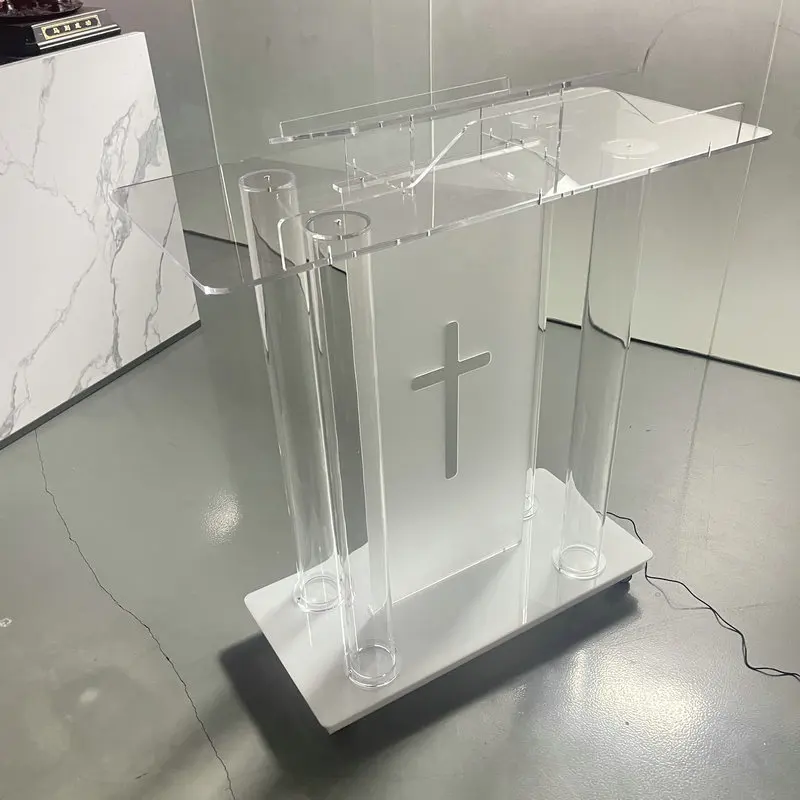 Ultra Clear Acrylic Pulpit Podium Stand Modern Portable Pulpits for Churches Pastors Modern School Classroom Lecterns Music