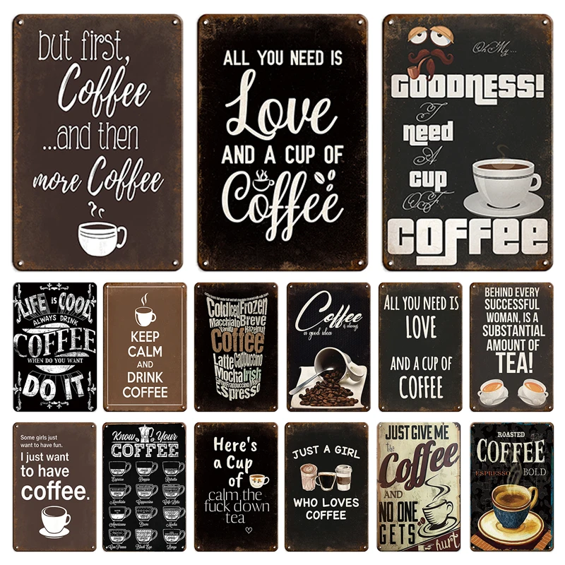 

Retro Coffee Tin Sign Poster Vintage Wall Poster Metal Sign Decorative Wall Plate Kitchen Plaque Metal Vintage Bar Cafe Decor