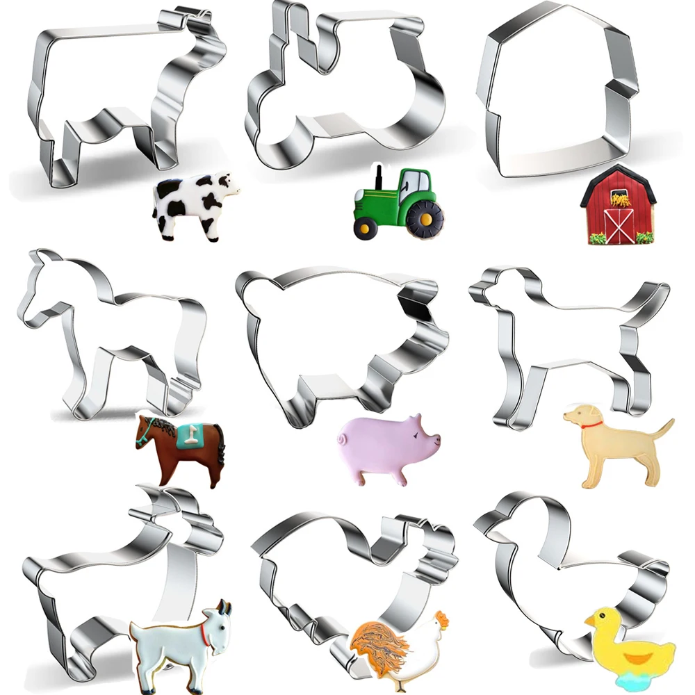 Stainless Steel Farm Animal Cookies Molds Cow Pig Dog Biscuit Cutter Mold for Kids Farm Animal Party DIY Baking Supply 1pc cookie cutter baking mold cookie mould baking decorating tools