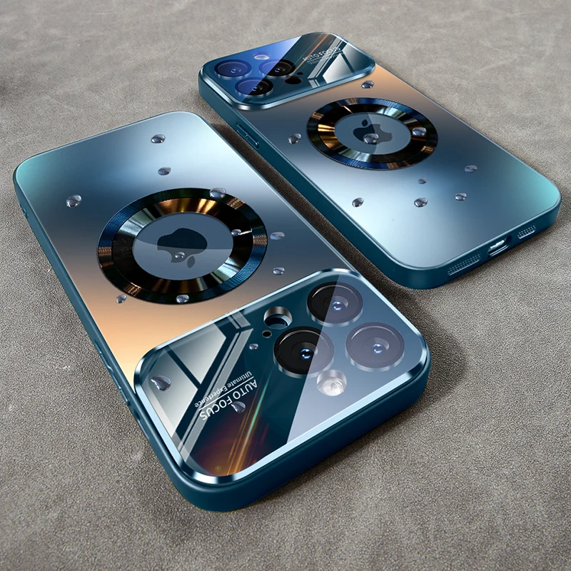 Luxury Titanium Metallic Magnetic Phone Case with Magsafe Wireless Charging Compatibility