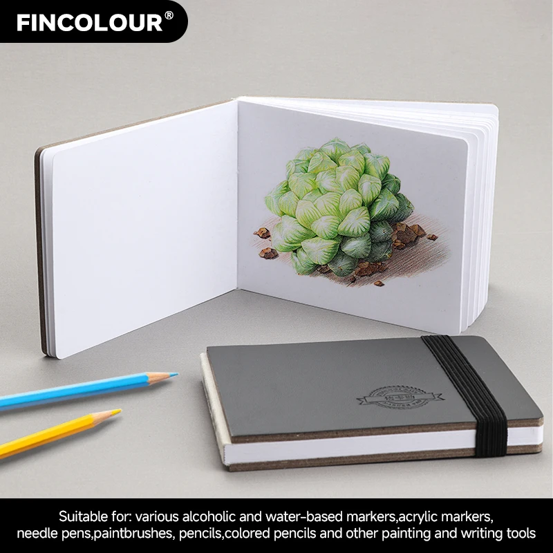 FINECOLOUR Mini Square Watercolor Journal Drawing Sketchbook Sketch 80*100mm 200g/26 pages Watercolor Book Travel Art Painting drawing sketchbook