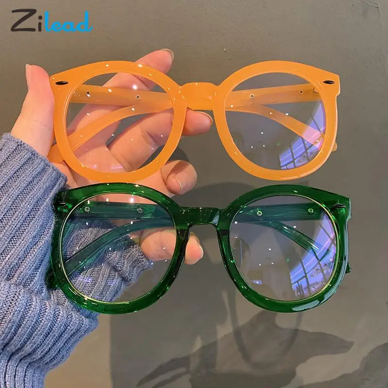 Zilead-gafas Vintage para miopía para hombre y mujer, lentes con montura Ovalada para ordenador, gafas para miopía de gran tamaño, gafas de lectura para miopía, dioptrías 0-1 ~-4