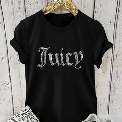Summer 2023 Grunge Slim Y2k Tops Vintage Rhinestone Baby T-shirt Letters Print Women's Crop Top Short Sleeve Gothic Harajuku Emo
