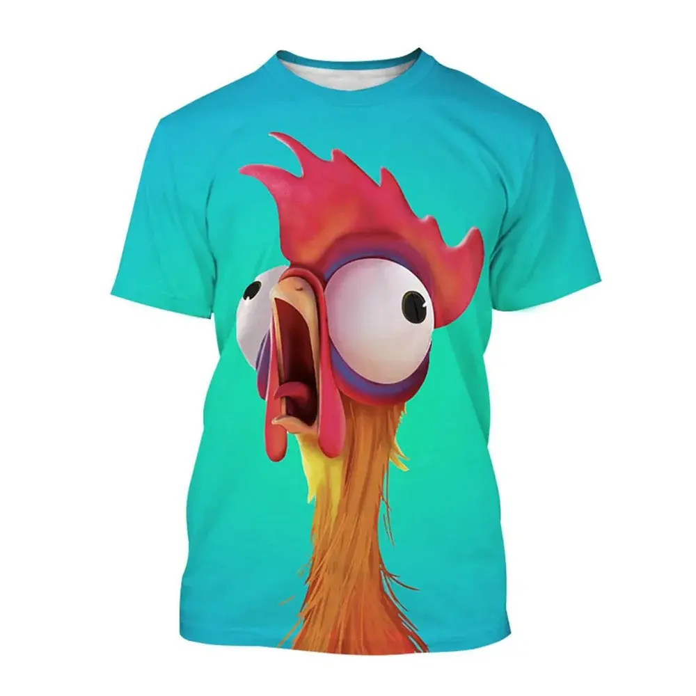 MINISO Funny Chicken T-Shirts Moana Cartoon Anime 3D Print Kids Adults Fashion Oversized T Shirt Kids Boy Girl Tee Tops Clothing 3