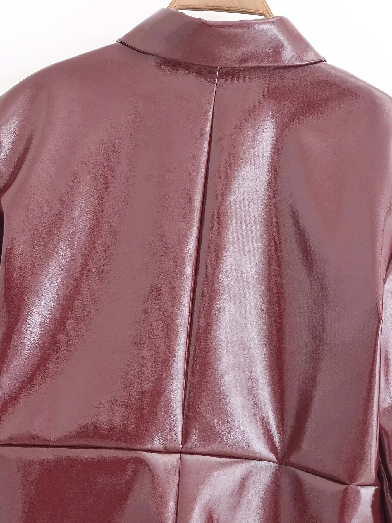 Leather Jackets Women's Shirt Red With Button Long Sleeve Blouses Jackets Coat 2024 inszart Elegant Fashion Outwear Woman Jacket