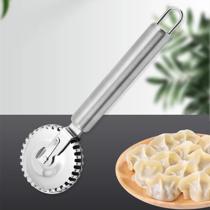 Stainless Steel Pie Cookies Mold Dumpling Embossing Maker Cutter Stamp Set with Roller Round Biscuit Pizza Baking Tool