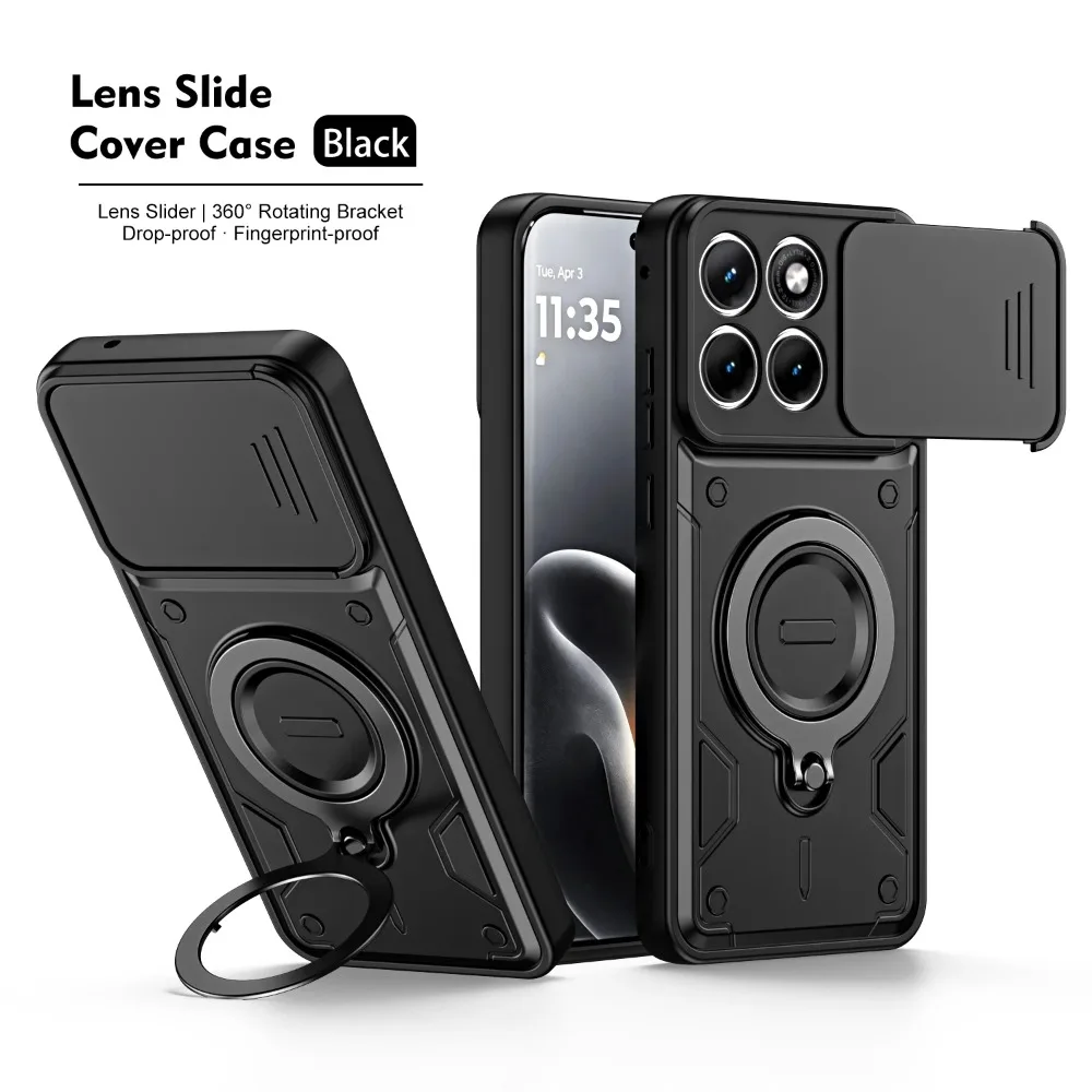 Heavy Duty 360° Rotating Holder Case with Metal Ring and Camera Protection Cover