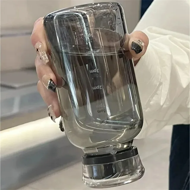 350/750ml Glass Transparent Water Bottles with Lid Straw Time Scale Milk Juice Drink Bottle Travel Coffee Mug Milk Tea Cup 6