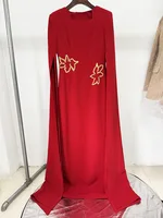 HIGH STREET Newest 2026 Designer Vestido Women's Diamonds Beaded  Cape Sleeve Floor Length Maxi Long Dress - Image 4