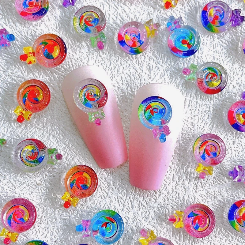 

30PCS Korean Style 3D Acrylic Candy Lollipop Nail Art Charms Cute Accessories For Nails Decoration Supplies Manicure Materials