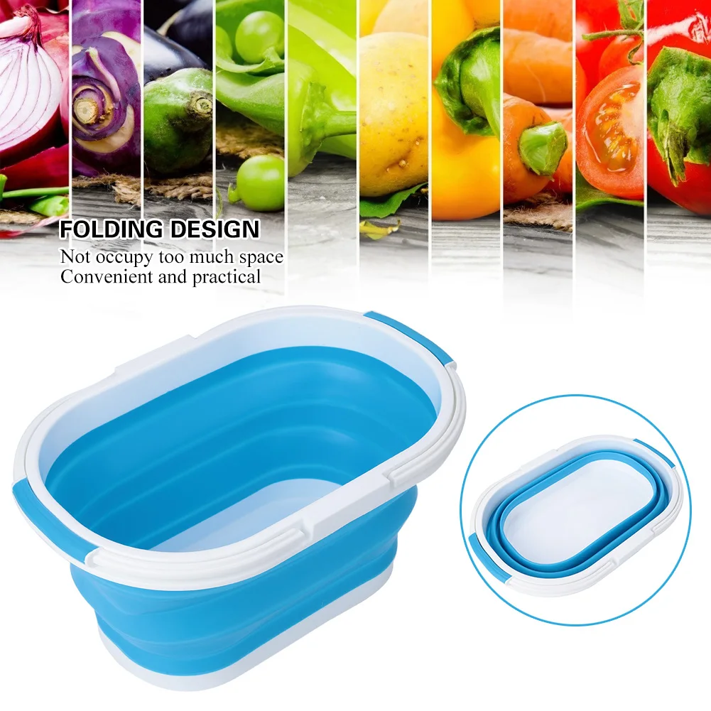 FoldingWaterBucketSiliconeBucketCampingSuppliesHomeBathroom