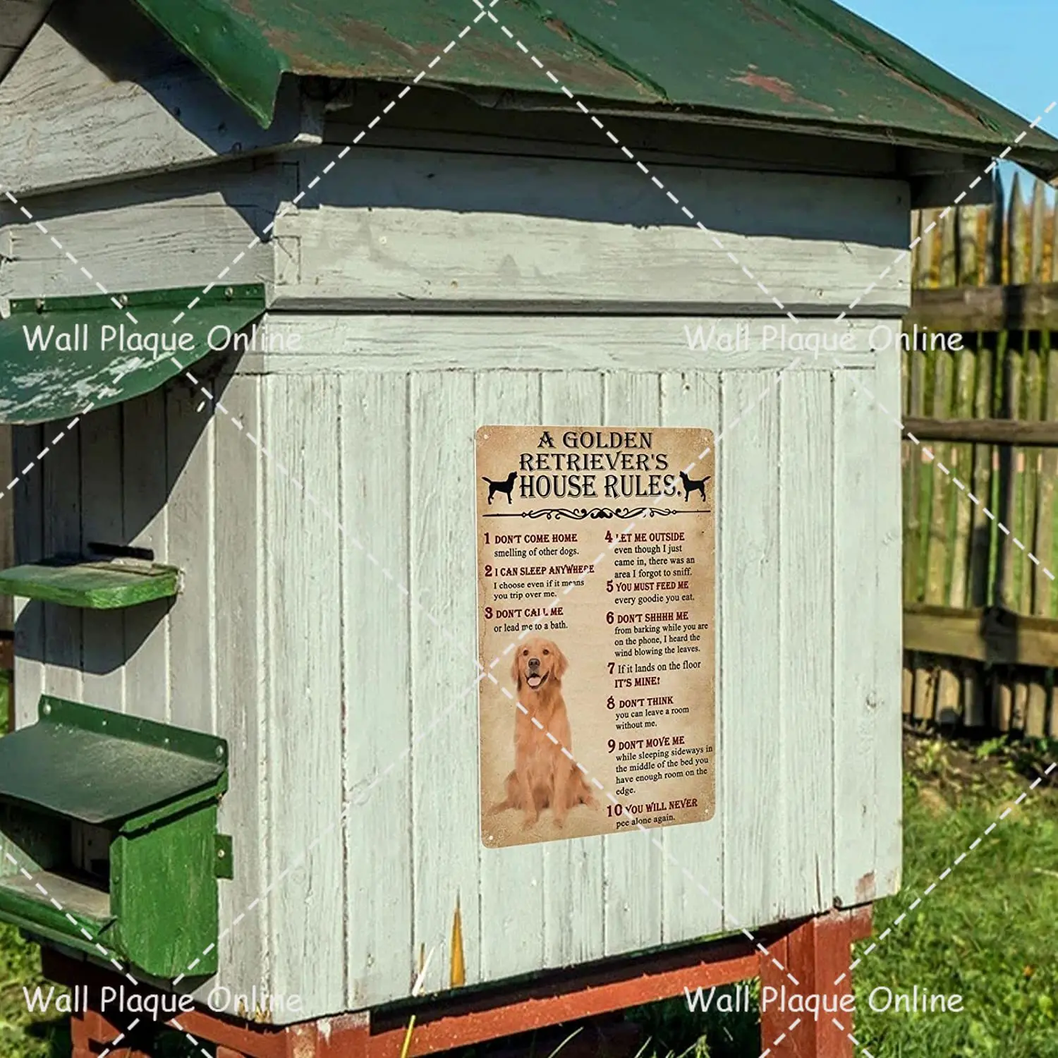 Vintage Metal Tin Golden Retriever When Visiting My House Please Remember Retro Dog Sign Poster Wall Art for Home Decor Plaque images - 6