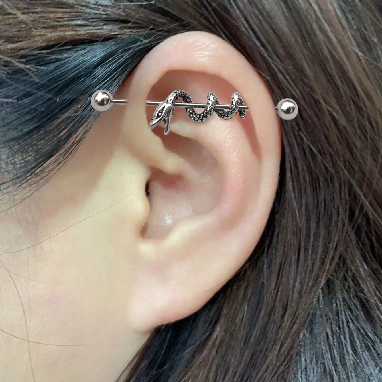 Surgical Steel CZ Sparkly Industrial Barbell Piercing 16G Star Moon Snake  Ear Studs for Women Men Helix Conch Cartilage Piercing - AliExpress, image size:1340x1340