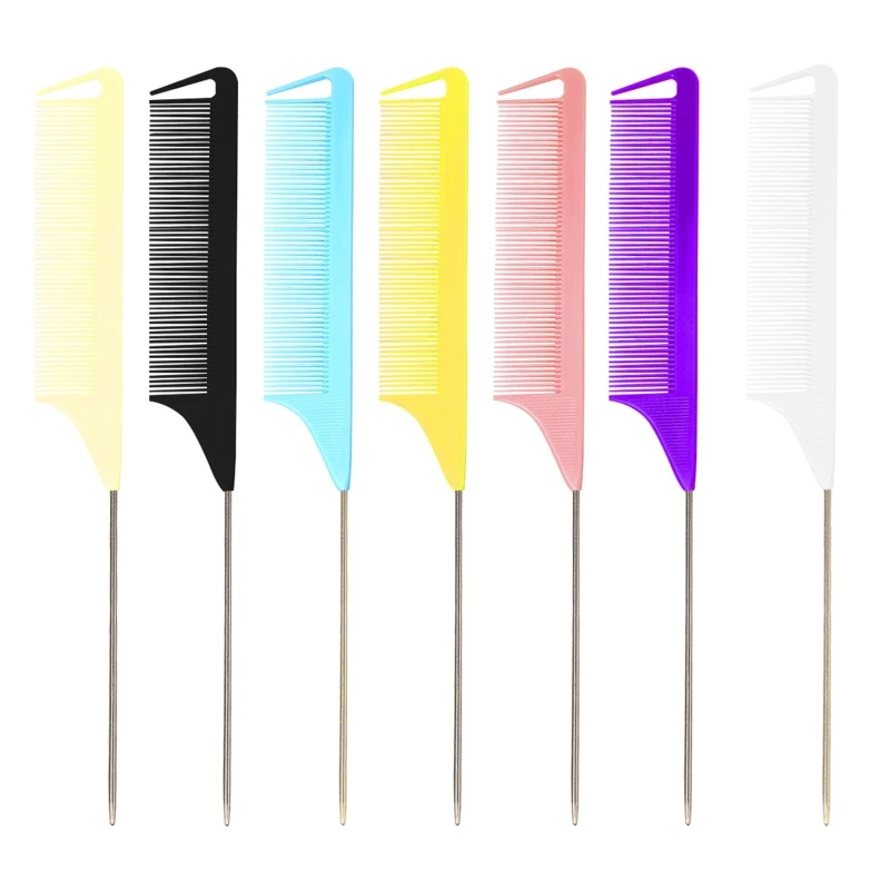 

Гребень с мелкими зубьями, металлическая шпилька, Антистатическая гребень для волос в стиле крысиного хвоста, инструмент для укладки