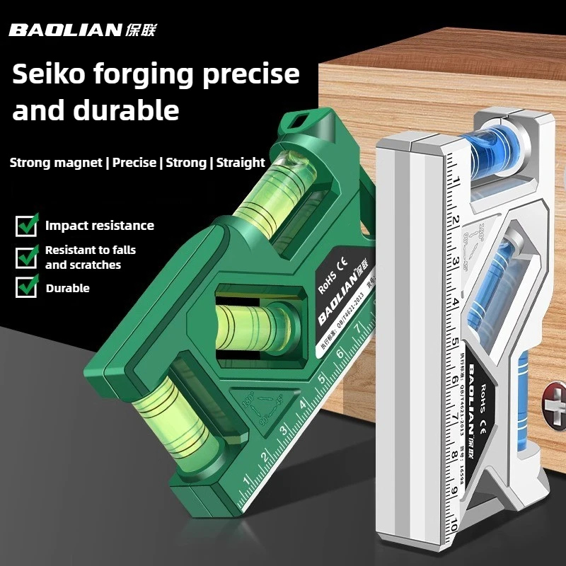 Level Gauge Mini Level Gauge High-precision Horizontal Vertical Measure Metric Ruler Protractor Home Portable Magnetic Pocket Level Gauge