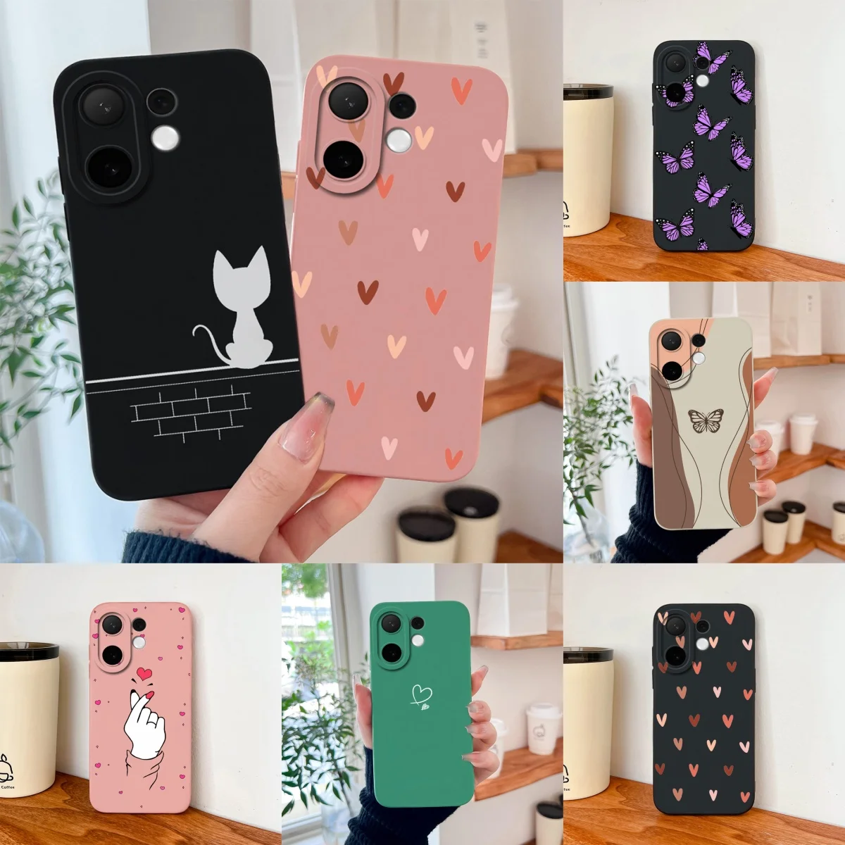 Fashion Heart Butterfly Phone Back Cover - Full Protection Soft Liquid Silicone Bumper