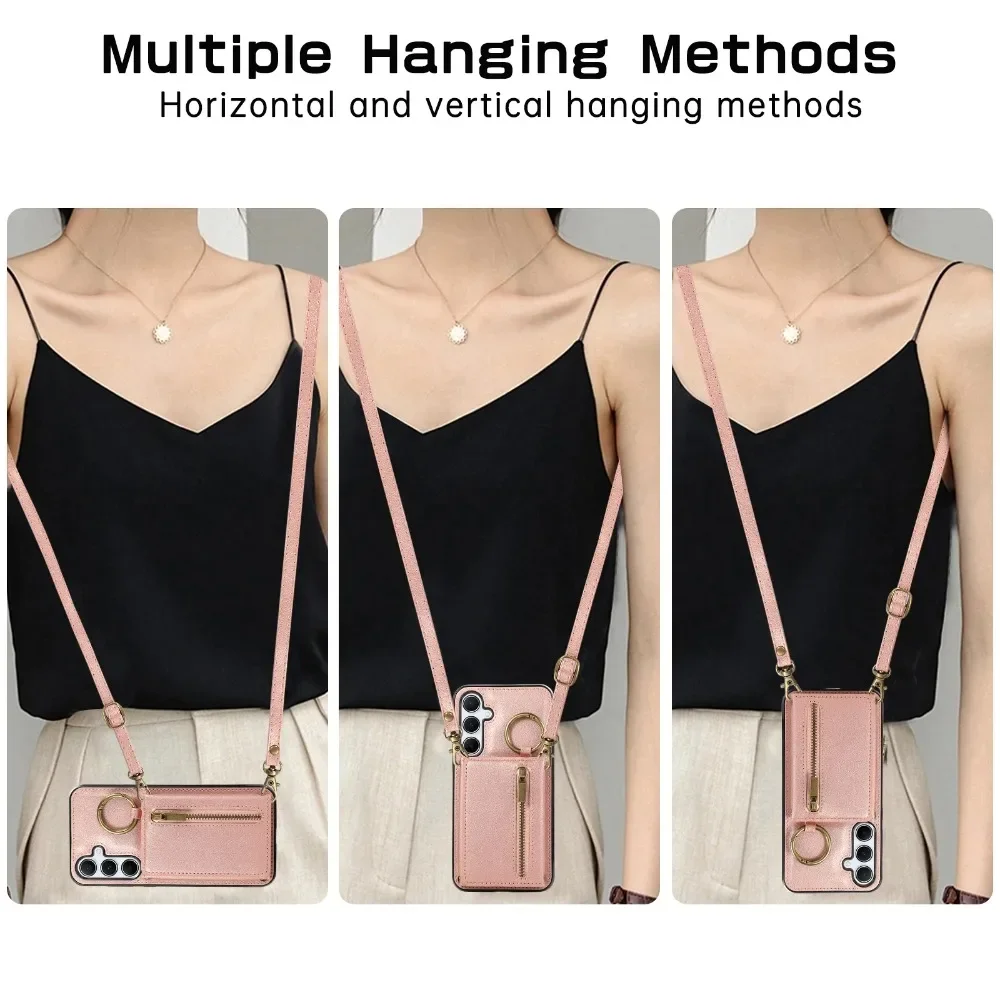 Luxurious Leather Crossbody Card Holder Wallet Case