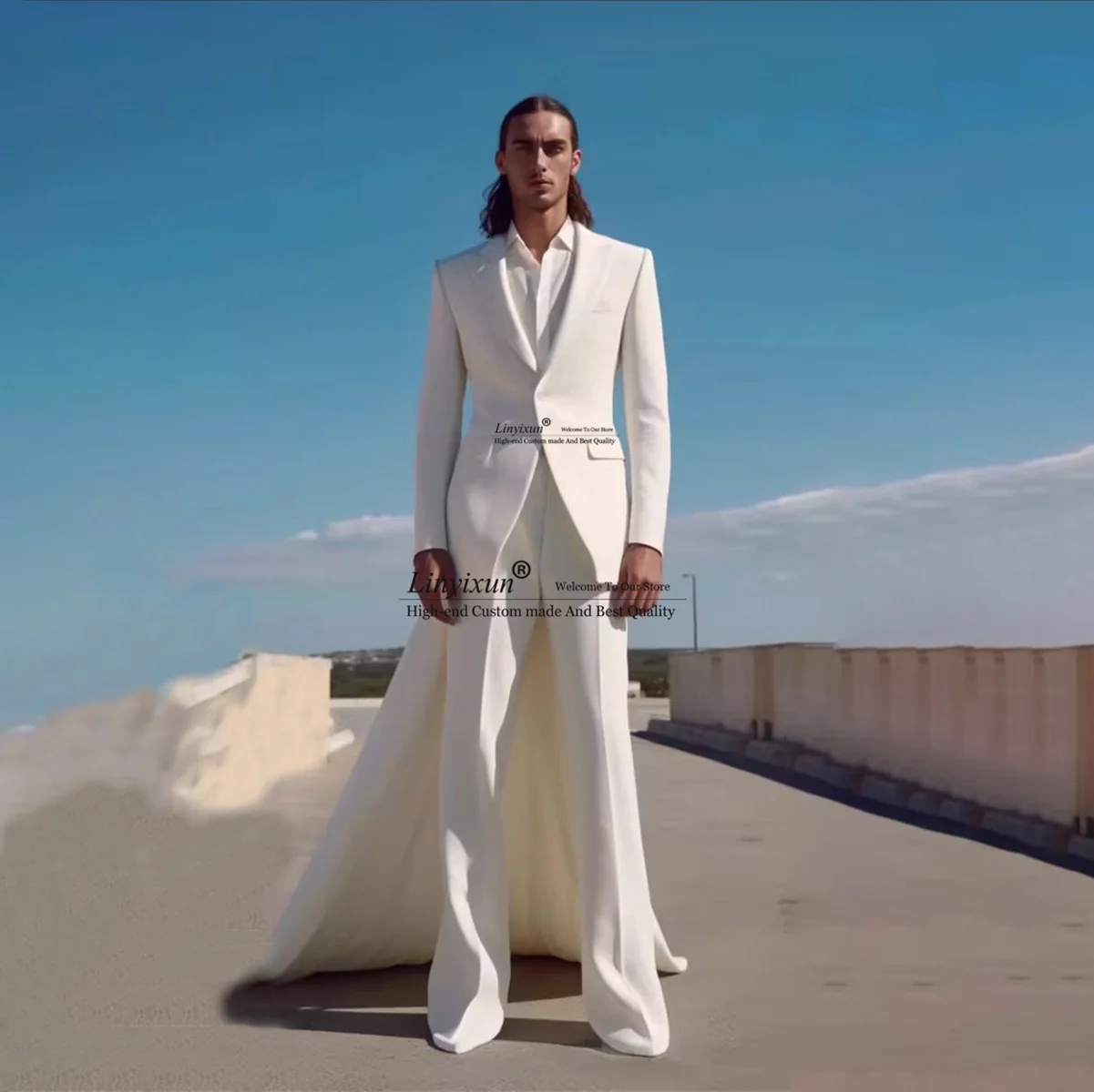 

Unique Design Wedding Suits For Men Peaked Lapel Groom Tuxedos 3 Pieces Set Male Blazers Slim Fit trajes elegante para hombres