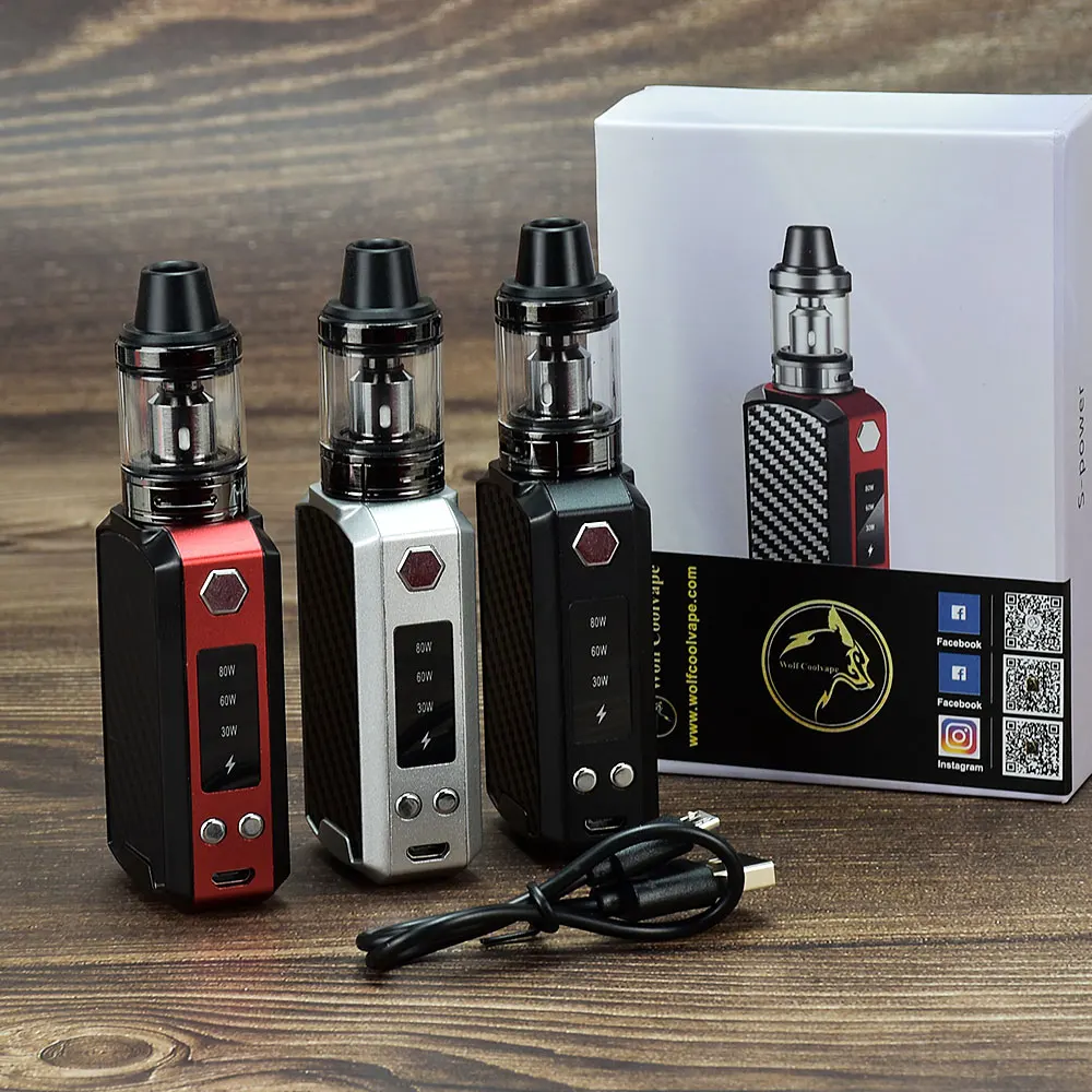 80W Vape mod Box Mod Kit Vapor 2200Mah Vape Pen Starter Kit Vaper Electronic Cigarette mod kit LED Display Vaporizer Vape Pen