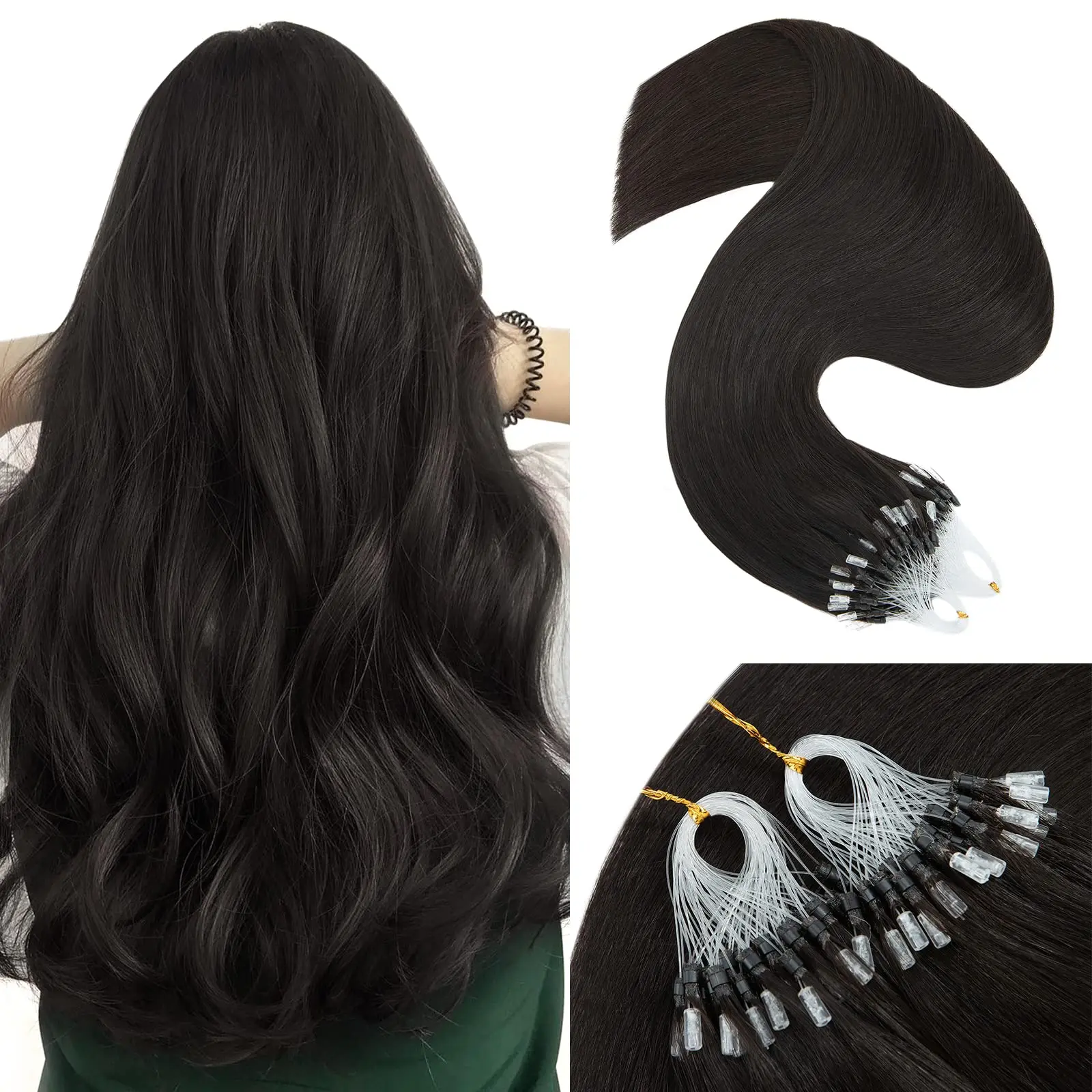 Straight Micro Loop Ring Hair Extensions Human Hair Brazilan Remy Extension Natural Capsule Keratin 50G/100G/Pack Natural Color