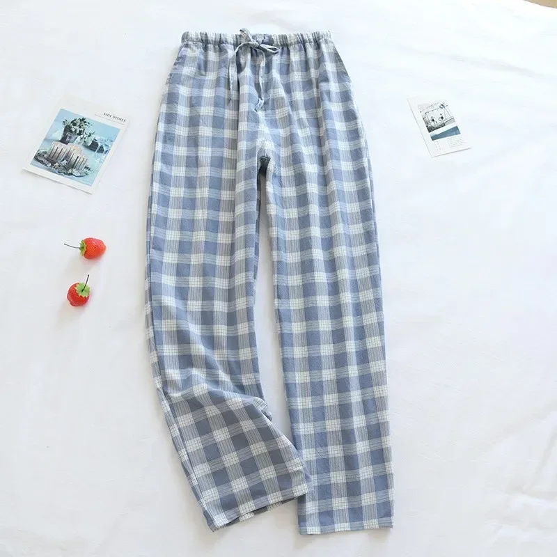 Men Pajama Pants Plaid Design Cotton Pajamas Spring Summer Thin Style Loose-Fitting Plus Size Pajama Pants