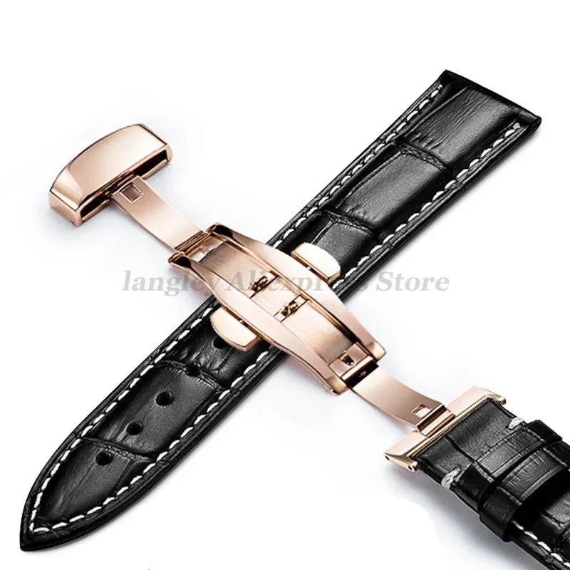 Premium Genuine Leather Watch Strap with Butterfly Buckle, Multiple Width Options