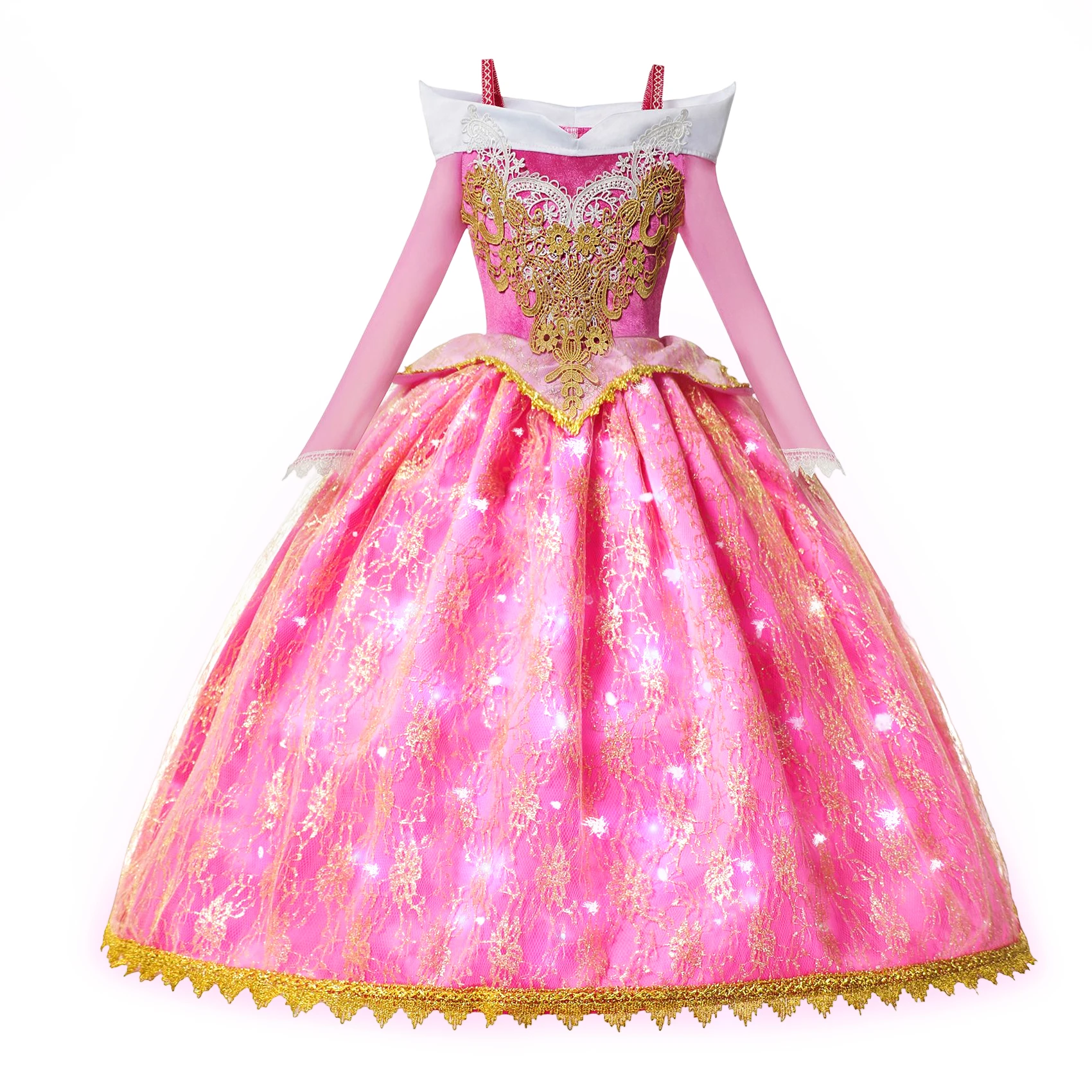 thumbnail image 1 of Vestido de princesa con luz LED de Disney para niña, Elsa, Anna, Aurora, ropa de fiesta de cumpleaños para niño, disfraz de Cenicienta y Frozen, 1 of 5