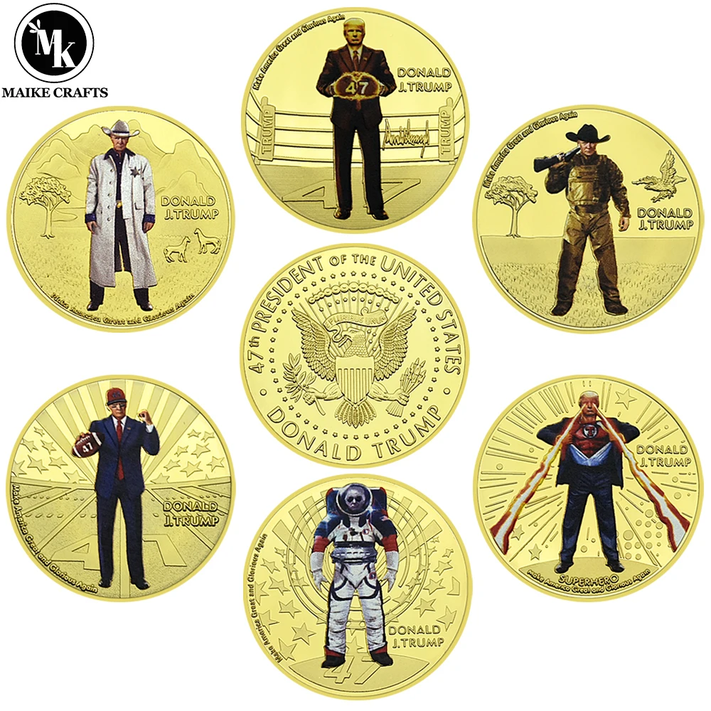 

6pcs/set 2024 The 47th President of The United States Donald Trump Challenge Coin Makes America Great Again Gold Coin Collection