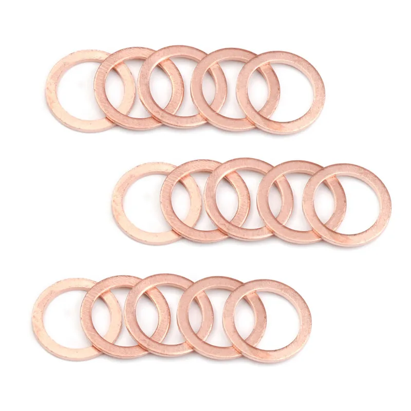 Copper Washer Gasket Nut And Bolt Set Flat Ring Seal Assortment Kit 100Pcs For Sump Plugs