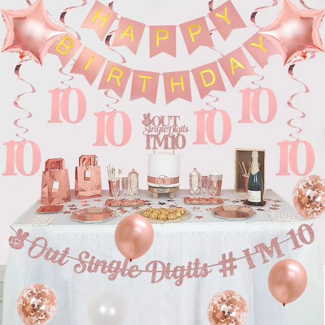 Décoration de gâteau bannière à un chiffre, décorations d'anniversaire de  fille, or rose, Peace Out, à un chiffre, fournitures de fête pour 10 ans -  AliExpress