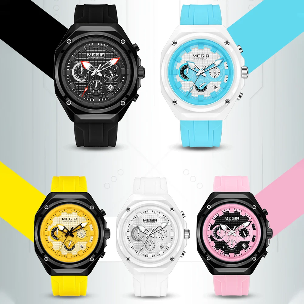 Megir Top Luxury Watch For Men Chronograph Waterproof Luminous Man Wristwatch Date Week Quartz Men's Watches Sport Reloj, Alina Gadgets