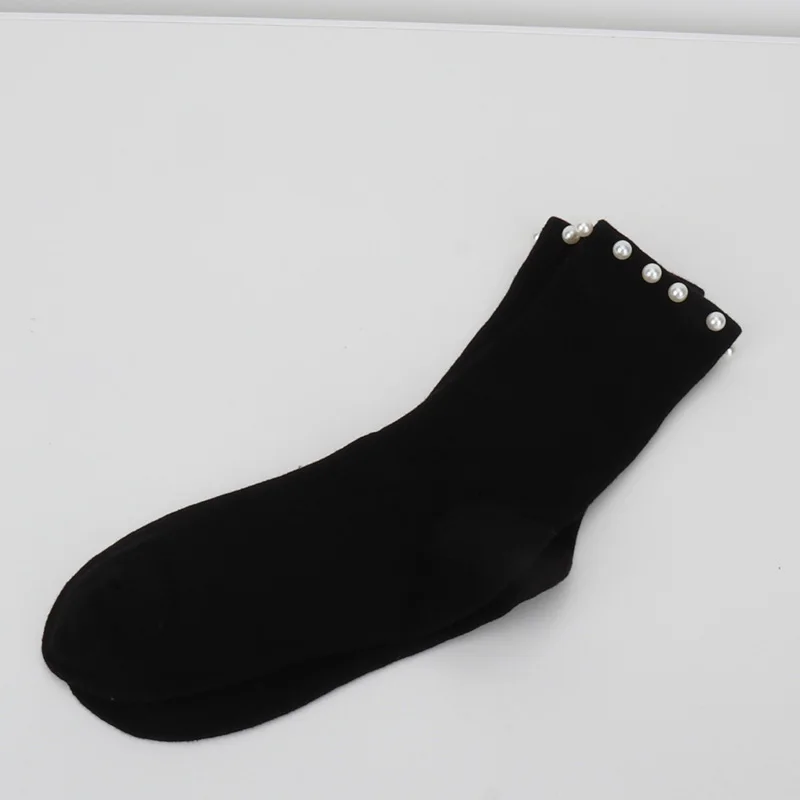 thumbnail image 1 of Calcetines para mujer, para mujer, para dama, japoneses, coreanos, para chicas de secundaria, sueltos, a la moda, de algodón rojo Ancora, calcetines largos con perlas, 1 of 6