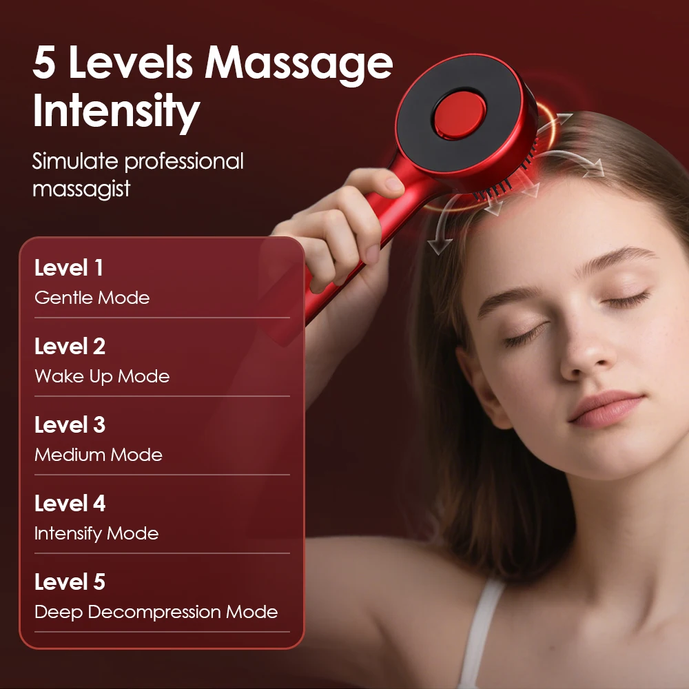 Electric Massage Comb with Red Blue Light Therapy for Hair Growth