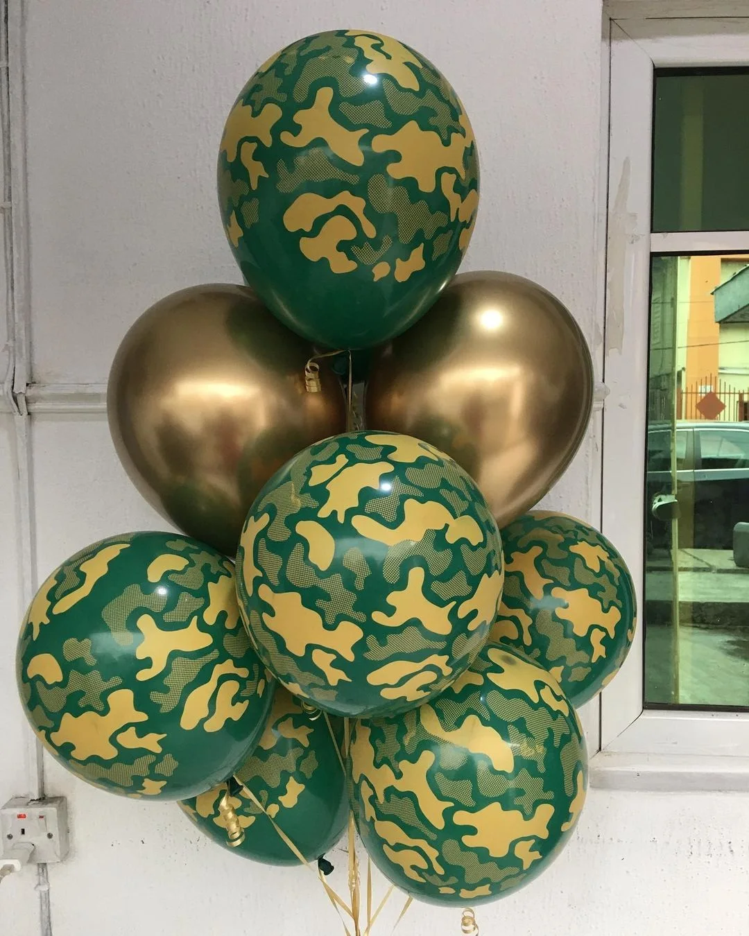 10X 12 zoll Matel Camouflage Ballons Military Thema Kämpfer Tank Grün Gedruckt Ballon Baby Dusche Brithday Hochzeit Party Decor – Detail 1