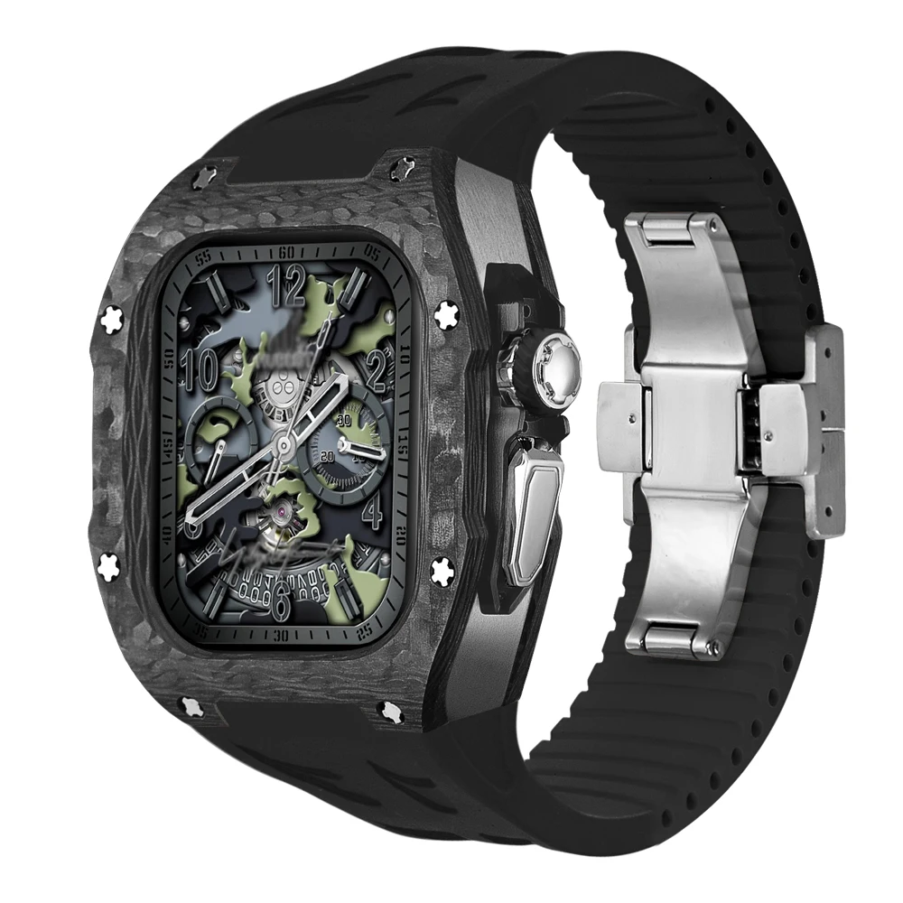 애플 워치용 탄소 섬유 케이스 및 스트랩 수정 키트, 럭셔리 패션 보호 울트라 모드 키트, iWatch Ultra 2 49mm