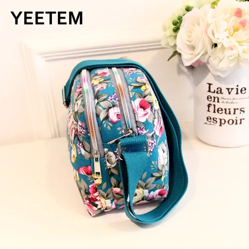 Fashion Floral Multicolor Printed Canvas Ladies Messenger Bag Trend Shoulder Bag Nylon Casual Messenger Elder Gift,crossbody bag,women shoulder bag,women messenger bag