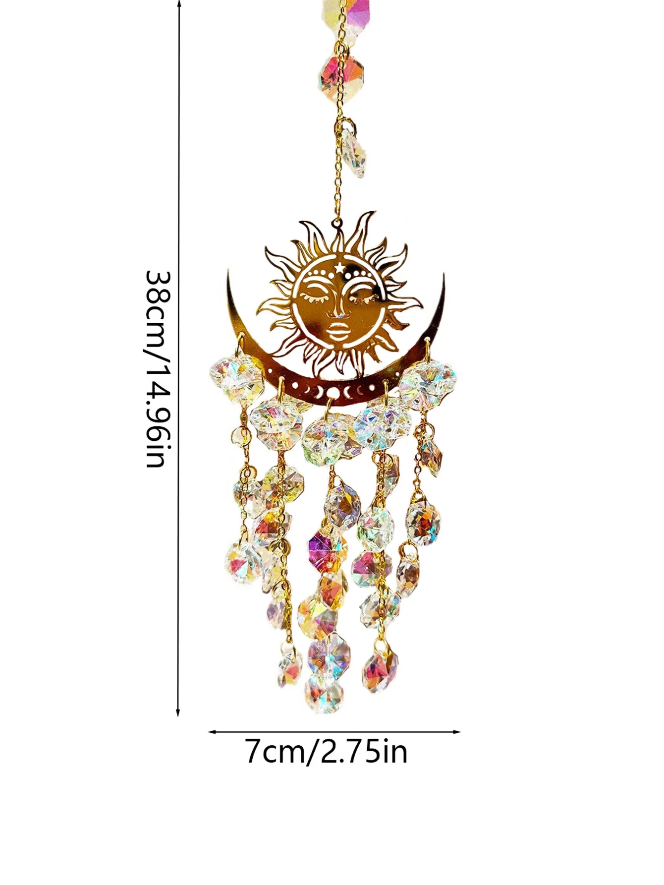 1pc Flame Sun Smiley Crystal Suncatcher, Glass Prism Suncatcher, Window Sticker Hanging Decoration, Feng Shui Home Decoration
