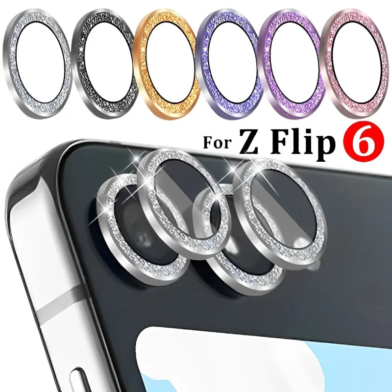 Bling Tiny Diamond Alloy Camera Glass Protector - Glitter Metal Lens Ring Cap Locator
