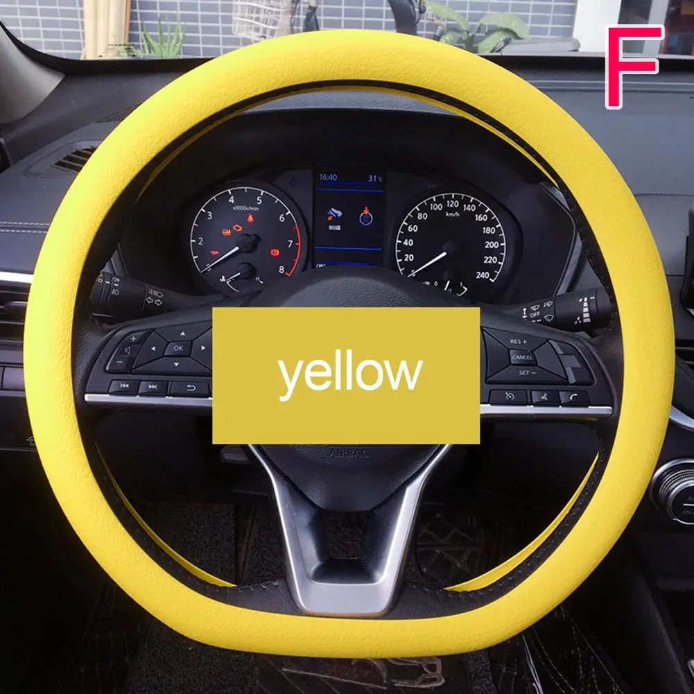 Universal Silicone Steering Wheel Cover - Soft, Textured, Multi-Color Car Accessory