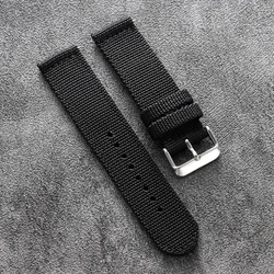 Versatile Quick Release Nylon Canvas Watch Strap - Unisex Replacement Band - 22mm (Black)